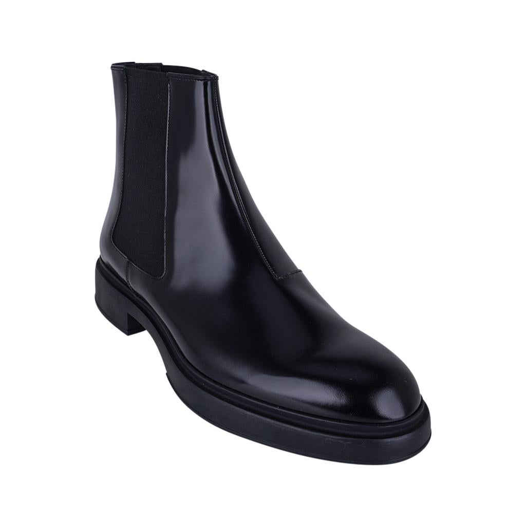 Hermes Men's Fusion Ankle Boot Black Calfskin 44 For Sale 4