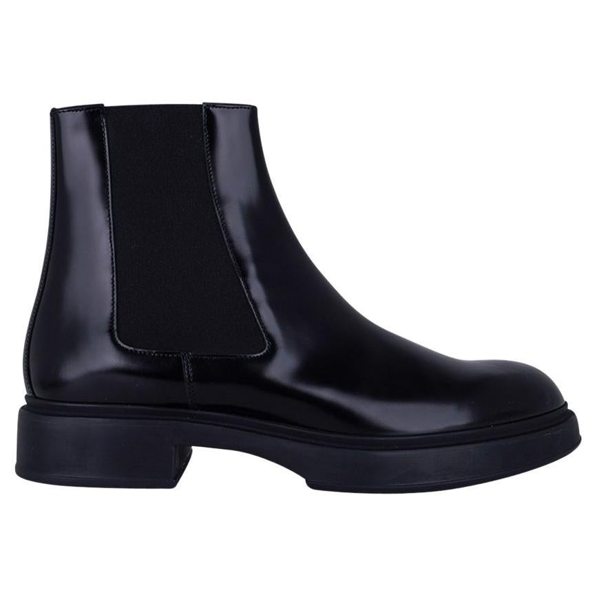 Hermes Men's Fusion Ankle Boot Black Calfskin 44 For Sale