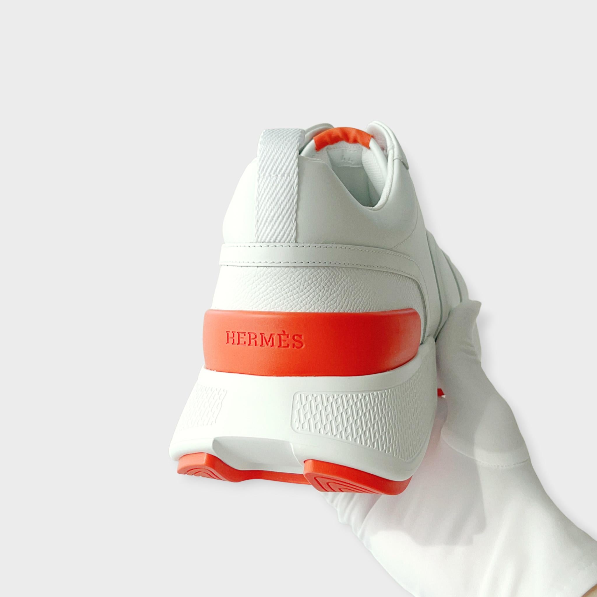 Hermes Men's Giga Sneaker In Blanc, White, Size 44 In New Condition In London, GB