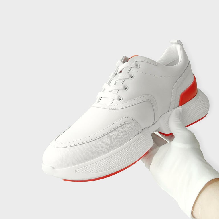 Hermes Men's Giga Sneaker In Blanc, White, Size 44 For Sale at 1stDibs