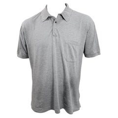 Hermès Men’s Gray Cotton Piqué Polo Shirt, Made in Italy, Size XL