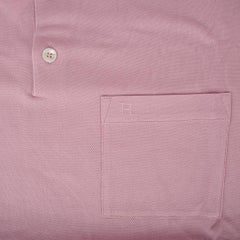 Hermes Men's H Embroidered Polo Shirt Rose Clair Cotton Short Sleeve L