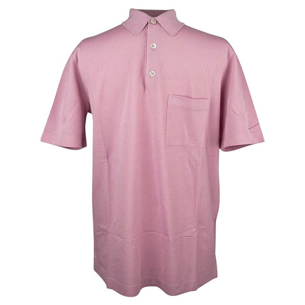 Polo Hermes Hombre H Bordado Rosa Clair Algodón Manga Corta L