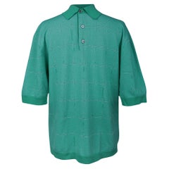 Hermes Men's H en Carreaux Boxy Fit Polo Shirt Vert Tendre Short Sleeve M