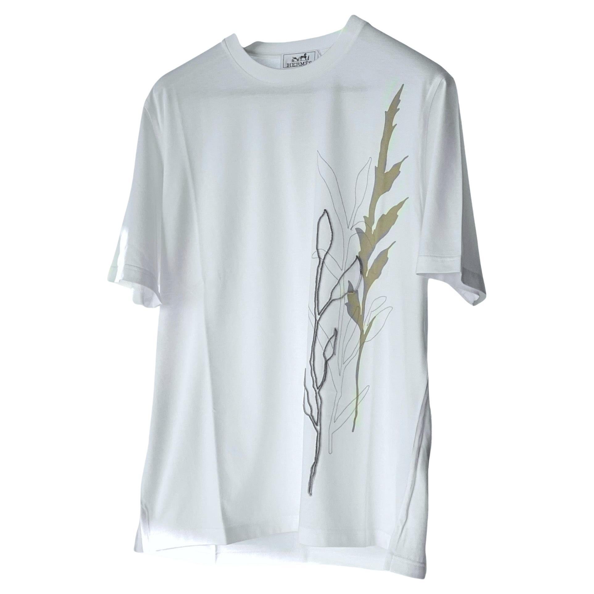 Hermes Men's "Herbier 3D" T-shirt, White, Size Medium, Brand New For Sale