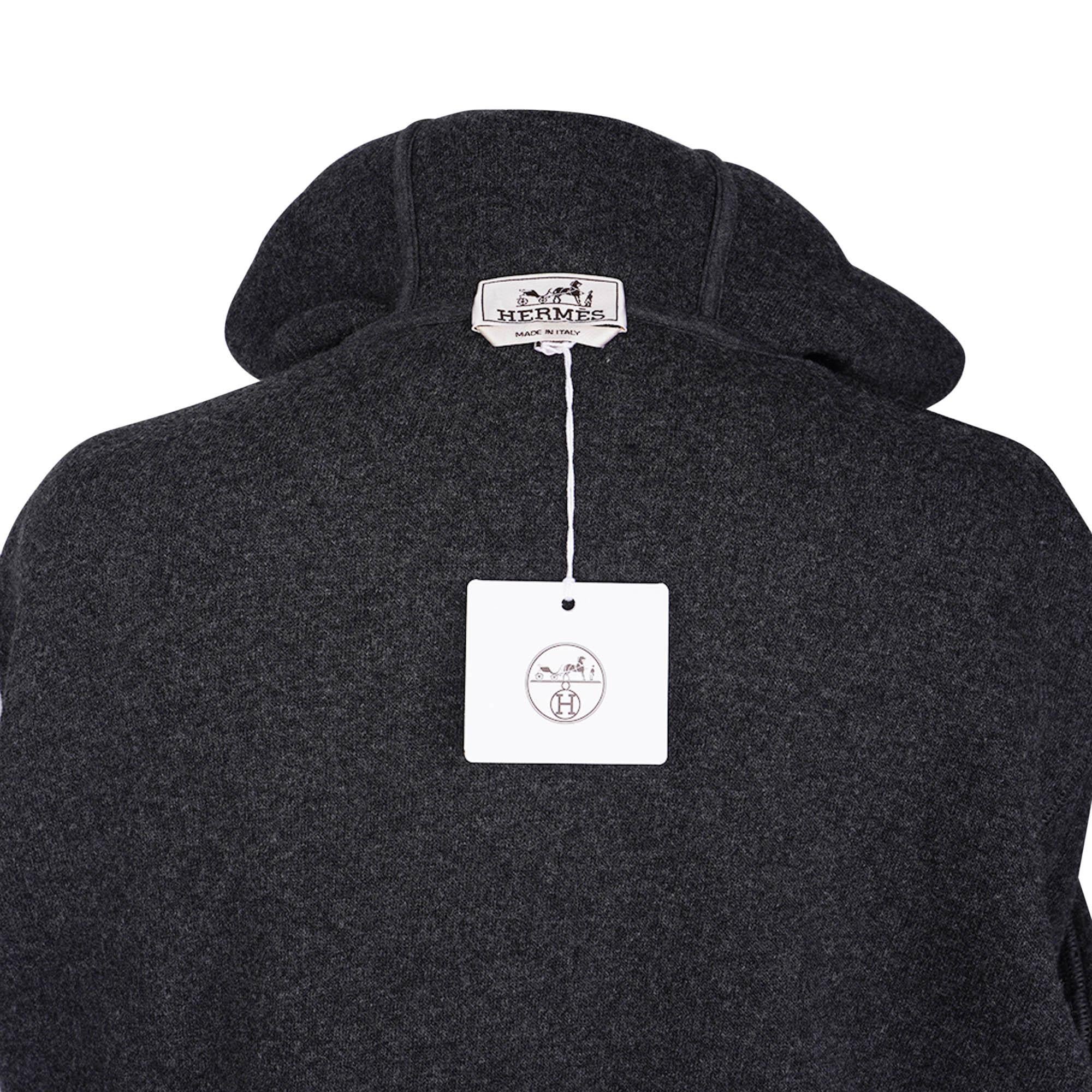 Hermes Men's Hooded Sweater Gris Fonce M For Sale 6