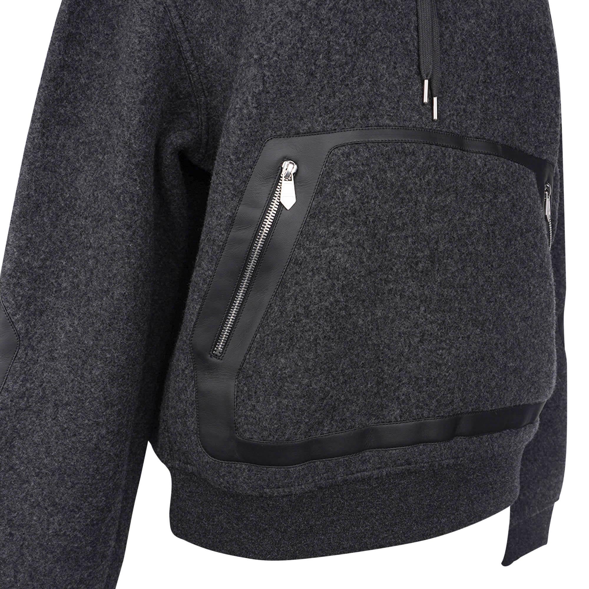 Hermes Men's Hooded Sweater Gris Fonce M For Sale 1