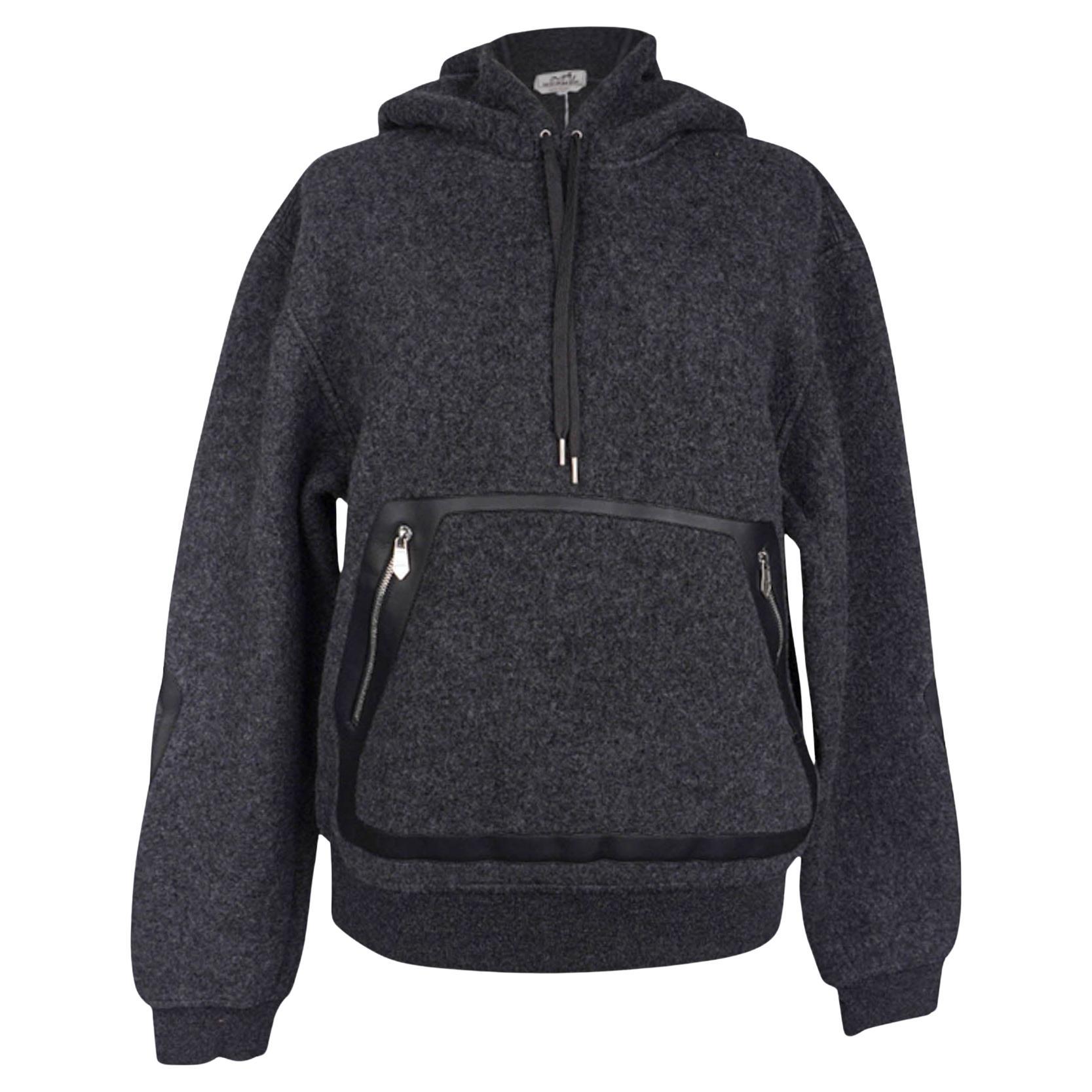 Hermes Men's Hooded Sweater Gris Fonce M For Sale