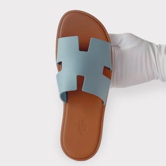 Hermes Men's Izmir Sandal In Vert D'eau, Blue, Size 42 EU