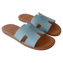 Hermes Men's Izmir Sandal In Vert D'eau, Blue, Size 42 EU