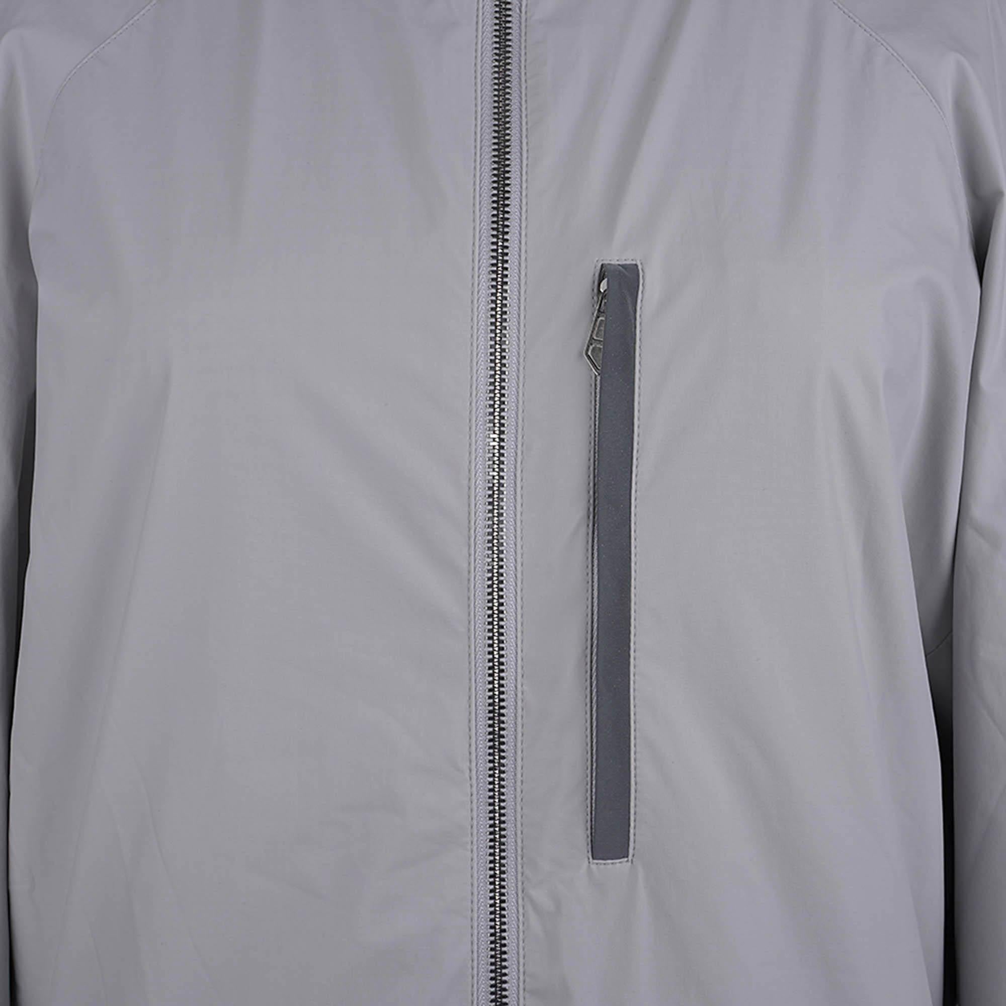 Hermes Men's Jacket Abstract H Design Grey Reversible Windbreaker 50 For Sale 6