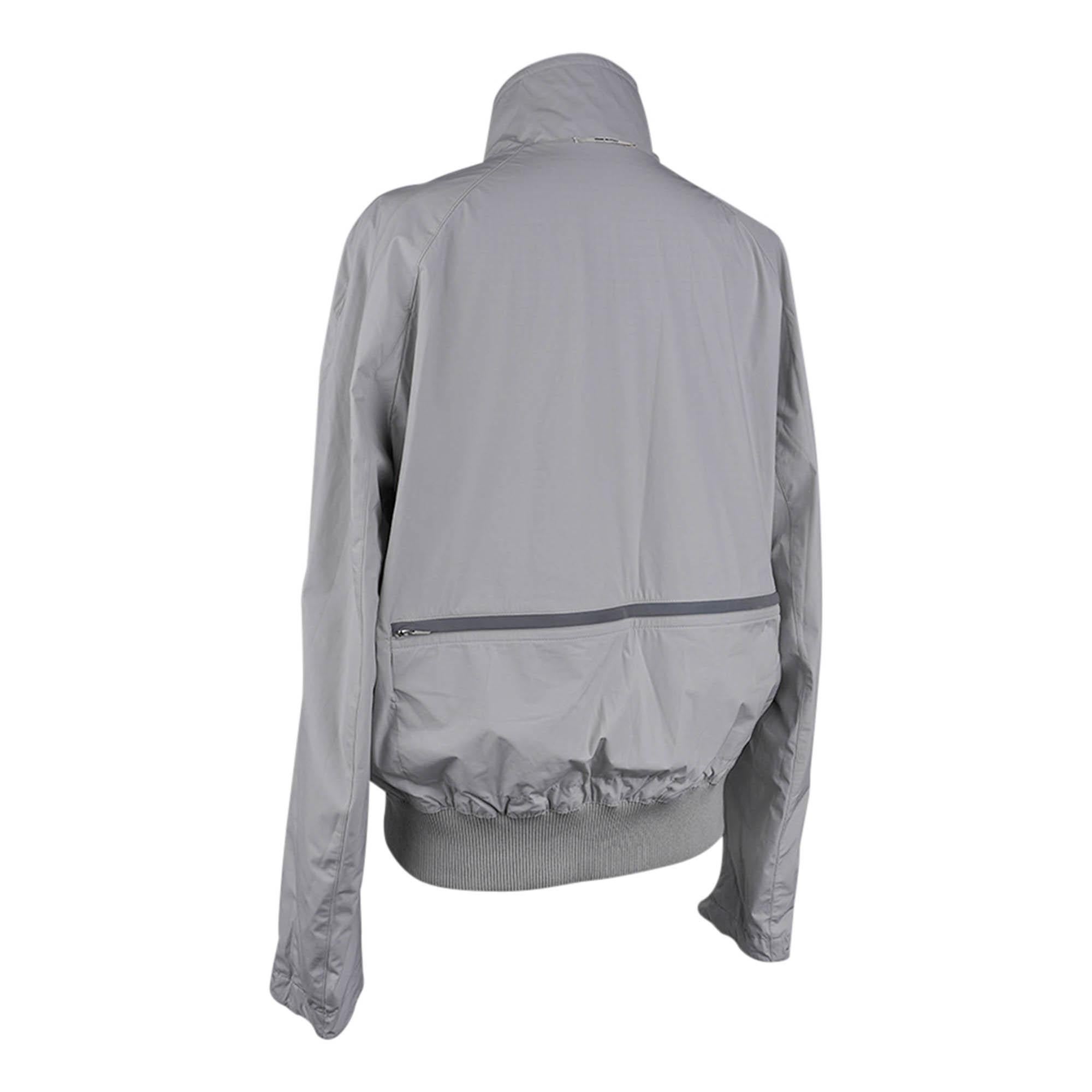 Hermes Men's Jacket Abstract H Design Grey Reversible Windbreaker 50 For Sale 11
