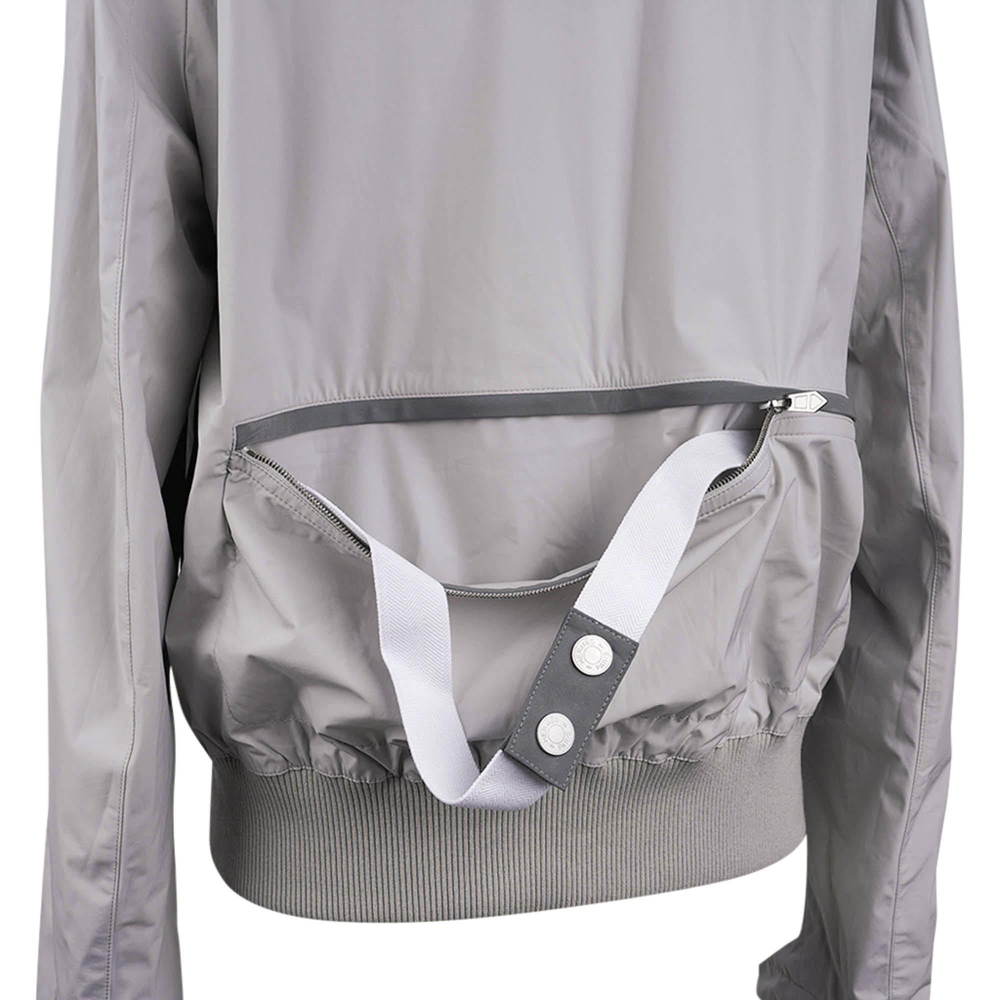 Hermes Men's Jacket Abstract H Design Grey Reversible Windbreaker 50 For Sale 12