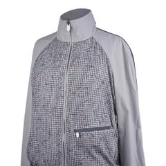 Hermes Men's Jacket Abstract H Design Grey Reversible Windbreaker 50