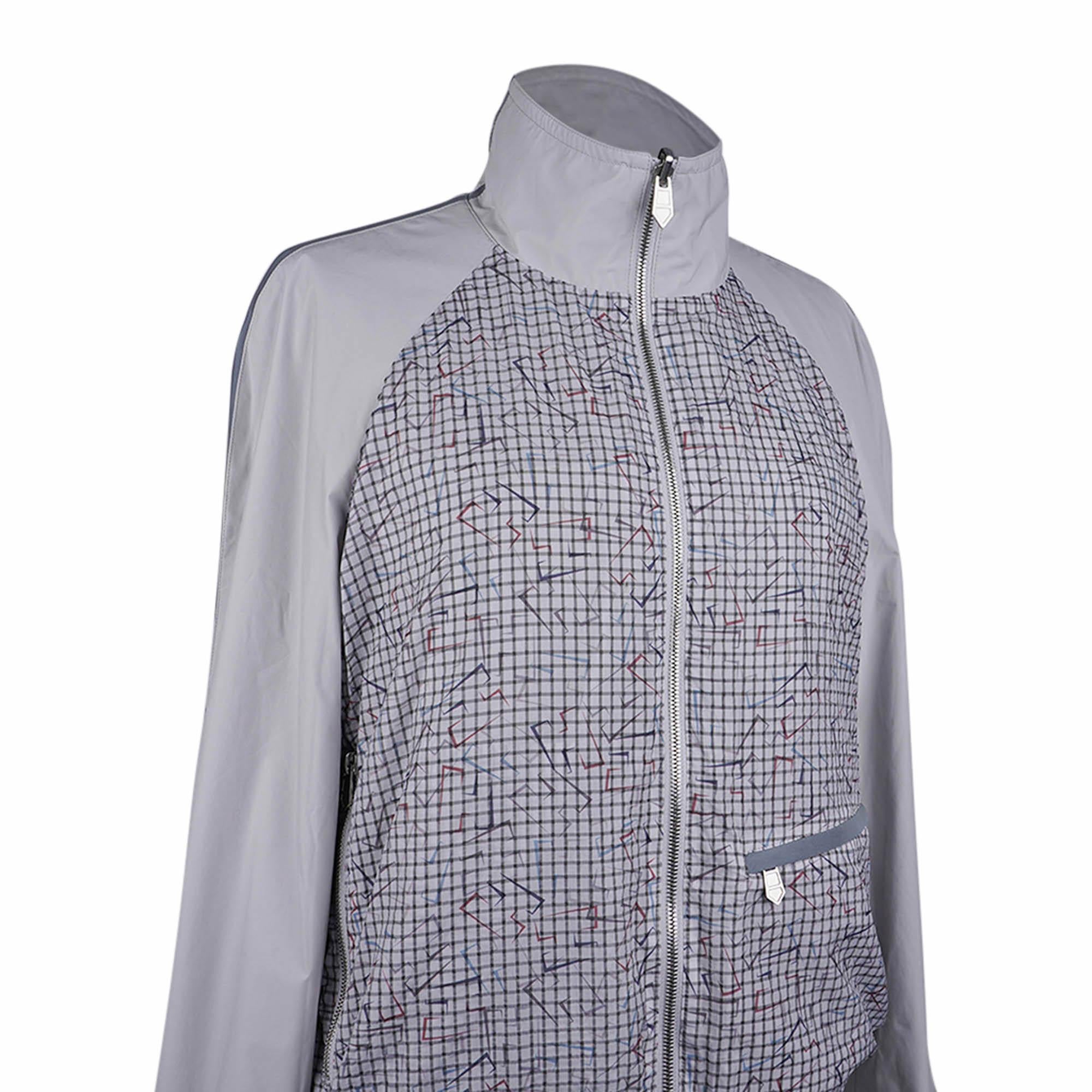Hermes Men's Jacket Abstract H Design Grey Reversible Windbreaker 50 For Sale 1