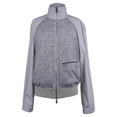 Hermes Men's Jacket Abstract H Design Grey Reversible Windbreaker 50