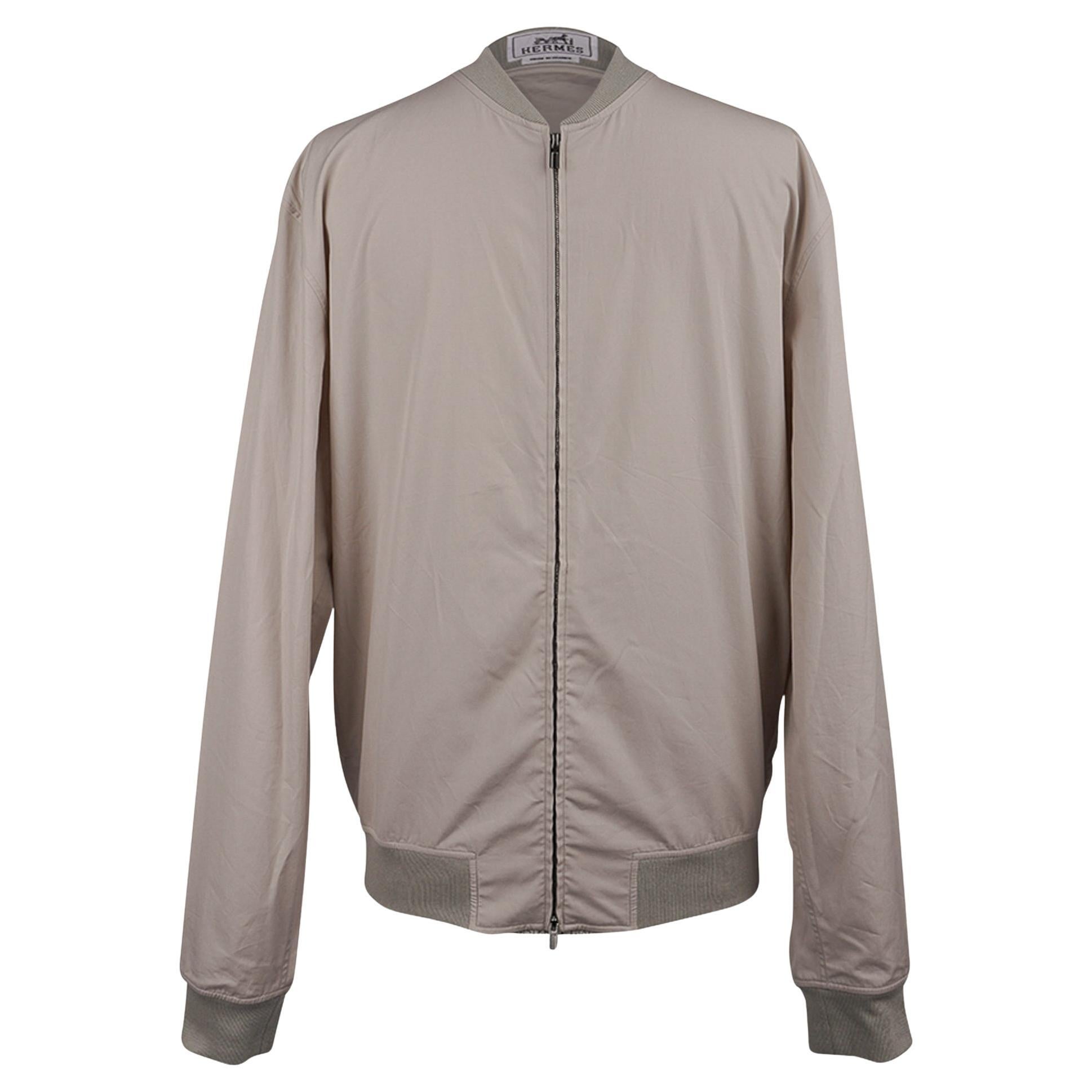 Hermes Men's Blouson Zippe Jacket Cotton Bomber Style Zip Front 40 15 1/4 New For Sale