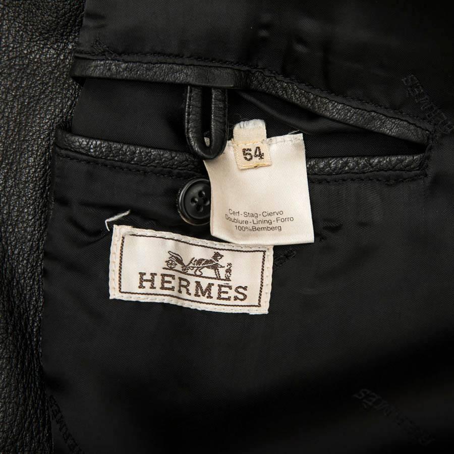 Hermes Men's Jacket in Black Clémence Calf Leather  2