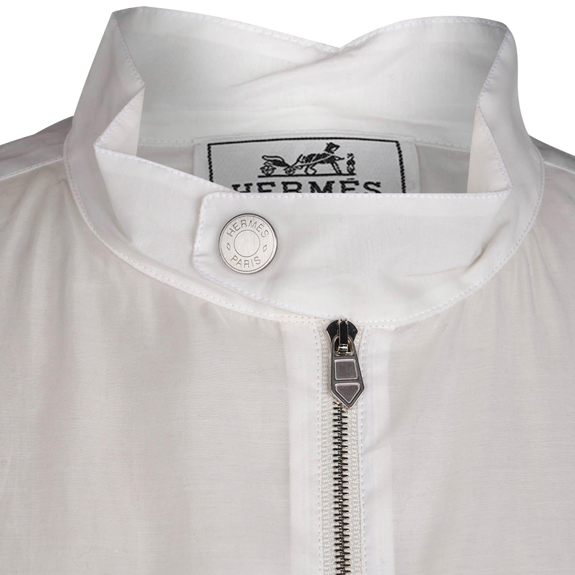Gray Hermes Men's Jacket White Cotton and Silk 41 /16 For Sale