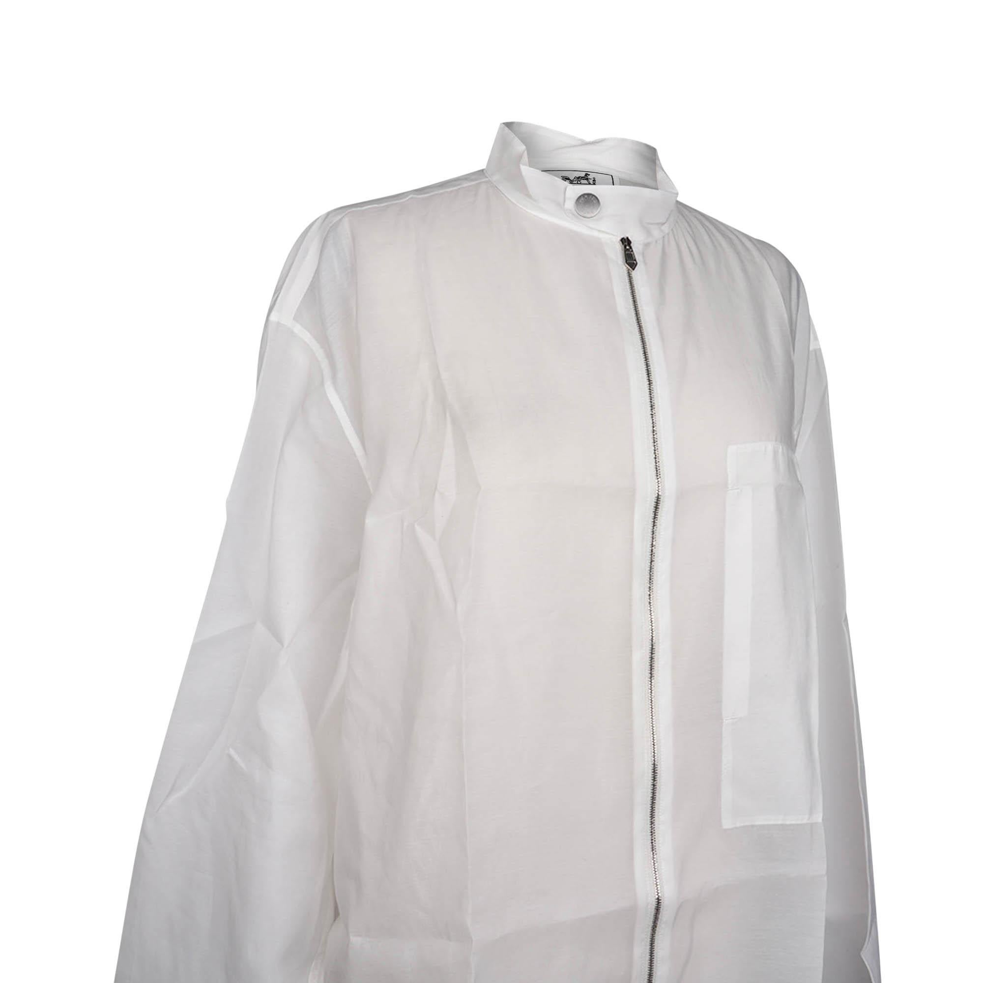 Hermes Men's Jacket White Cotton and Silk 41 /16 For Sale 1