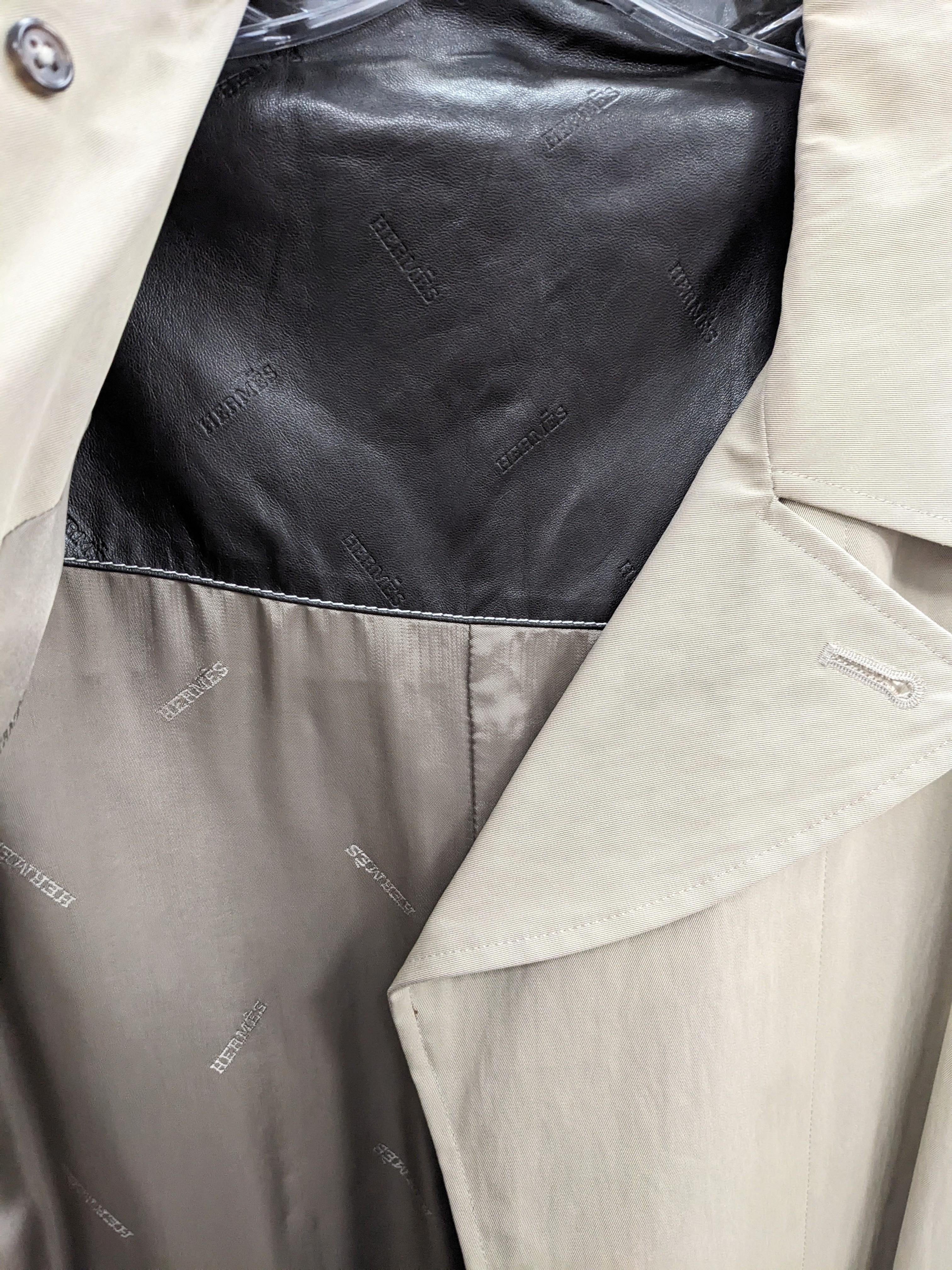 Hermes Mens Leather Trimmed Trench For Sale 13