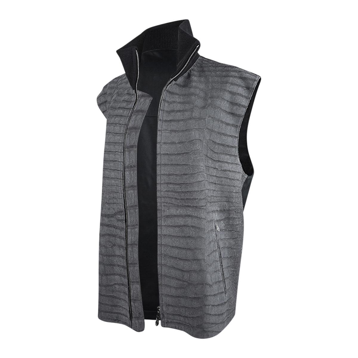 Hermes Men's Limited Edition Vest Sueded Porosus Crocodile and Leather 50 For Sale 1