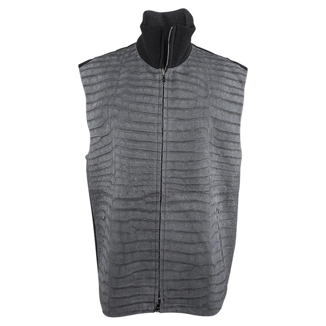 Hermes Men's Limited Edition Vest Sueded Porosus Crocodile and Leather 50 For Sale
