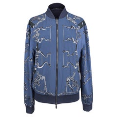 Hermes Men's Mors et Gourmettes Soie Shirt Jacket Blue Reversible Windbreaker 50