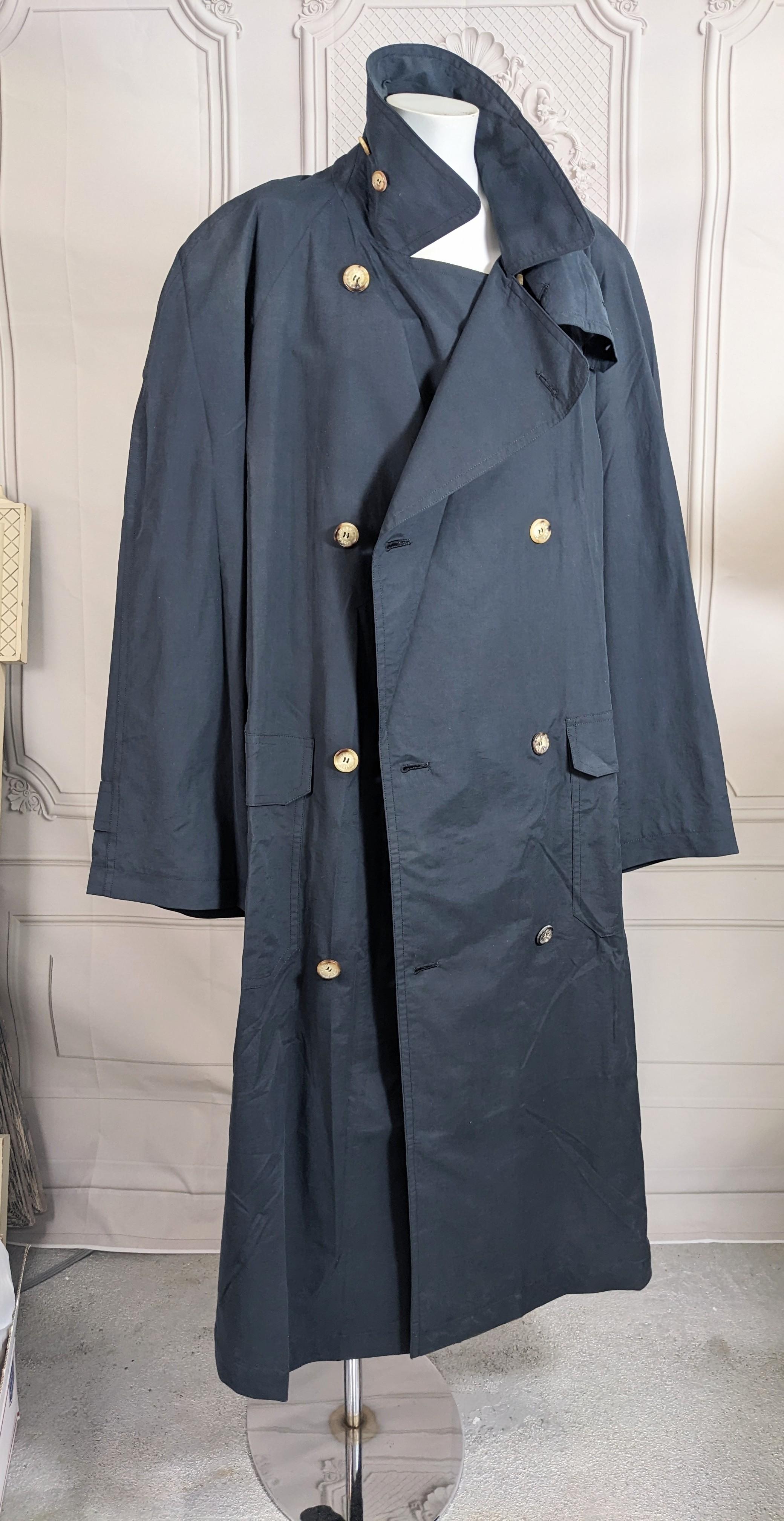 Hermes Mens Navy Oversized Trench In Good Condition For Sale In New York, NY