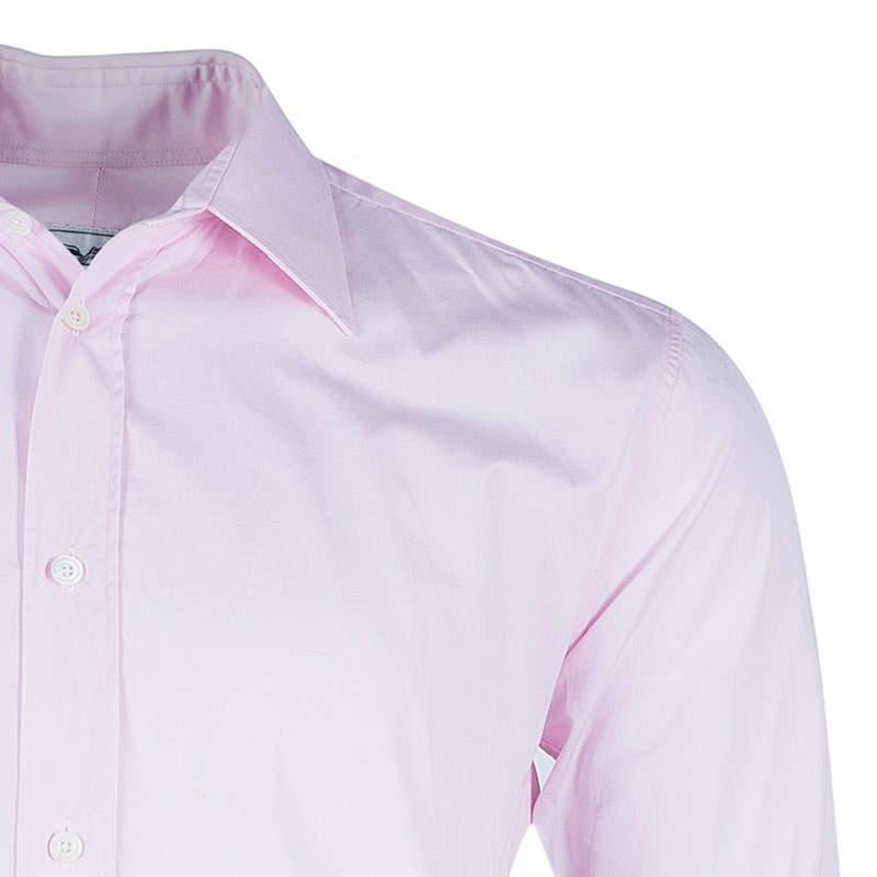 Hermes Men's Pink Straight Fit Poplin Shirt S For Sale 1