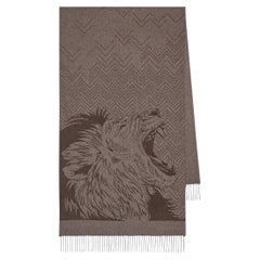 Retro Hermes Men's Roaaaaar ! Muffler Etoupe Cashmere Scarf