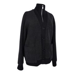 Hermes Men's Shearling Cardigan w/ Knit Zip Turtleneck / Licorice 50
