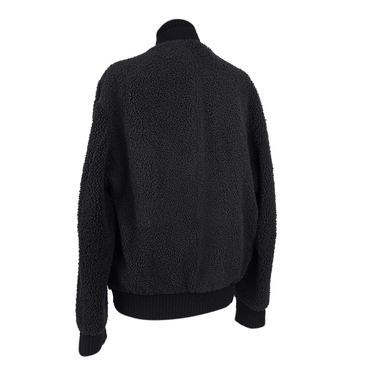 Hermes Men's Shearling Cardigan w/ Knit Zip Turtleneck / Licorice 50 In New Condition For Sale In Miami, FL