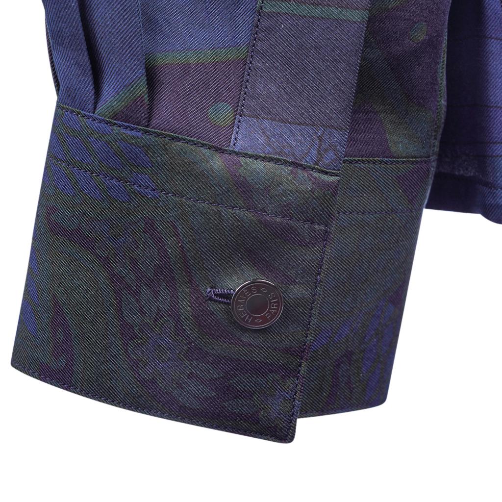Hermes Men's Shirt Silk Iconic Scarf Prints Shirt 39 / 15.5 New w/Box For Sale 5