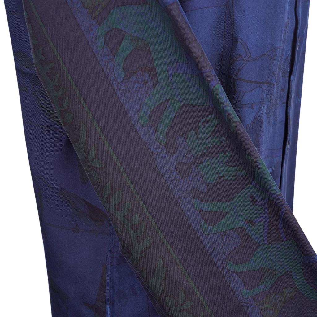 Hermes Men's Shirt Silk Iconic Scarf Prints Shirt 39 / 15.5 New w/Box For Sale 6