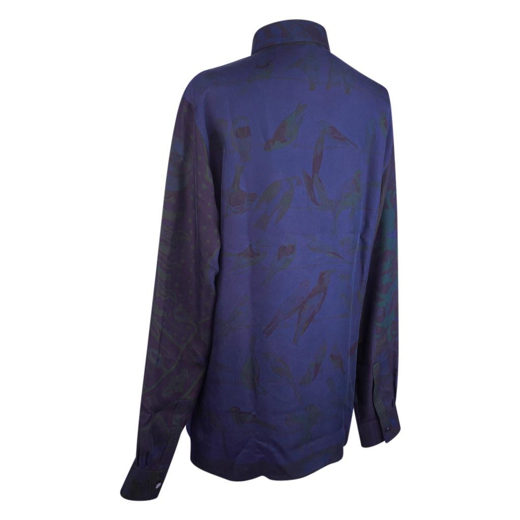 Hermes Men's Shirt Silk Iconic Scarf Prints Shirt 39 / 15.5 New w/Box For Sale 7