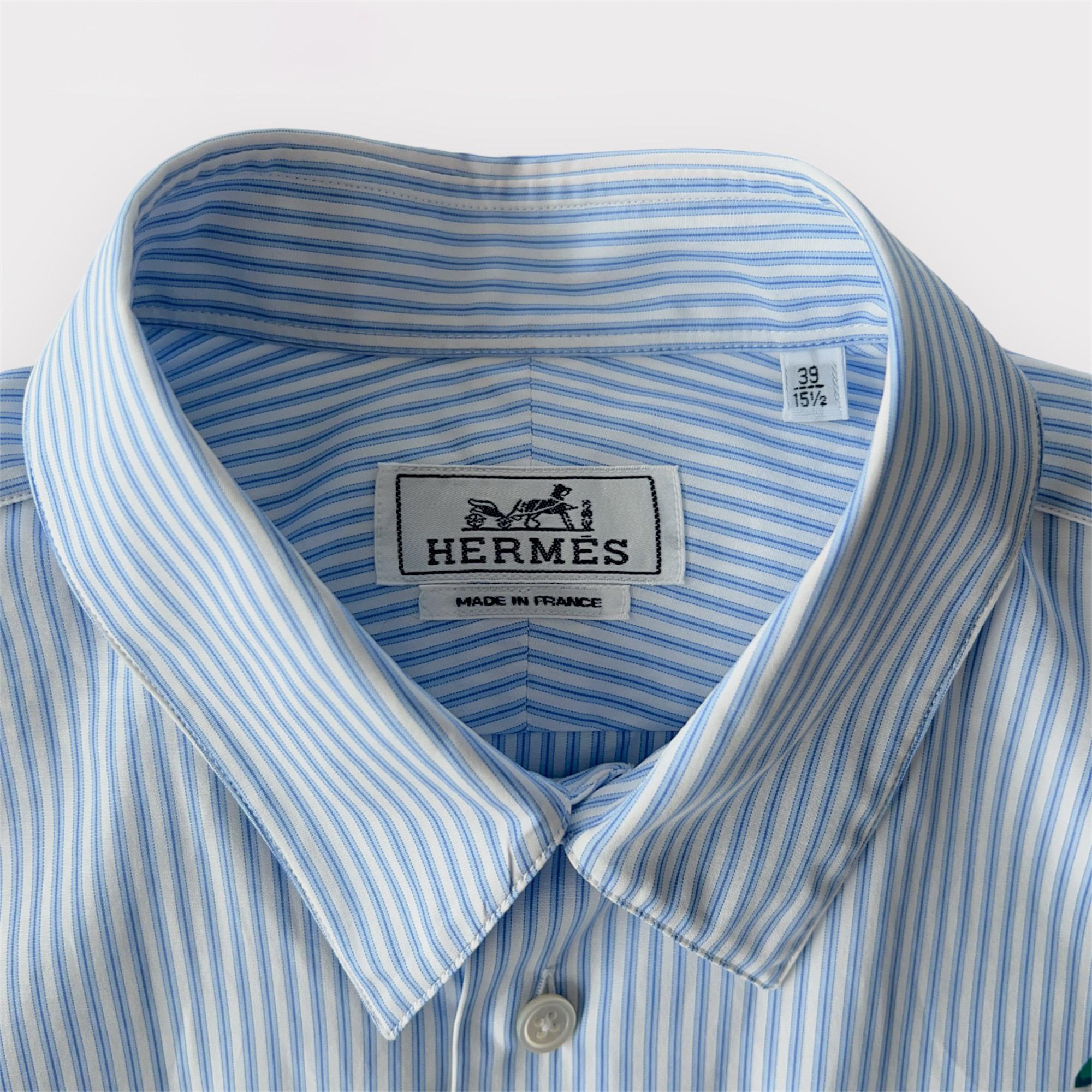 Hermès Men's 'Sportif Patch' Shirt, Spring / Summer 23, Size 39 EU For Sale 1