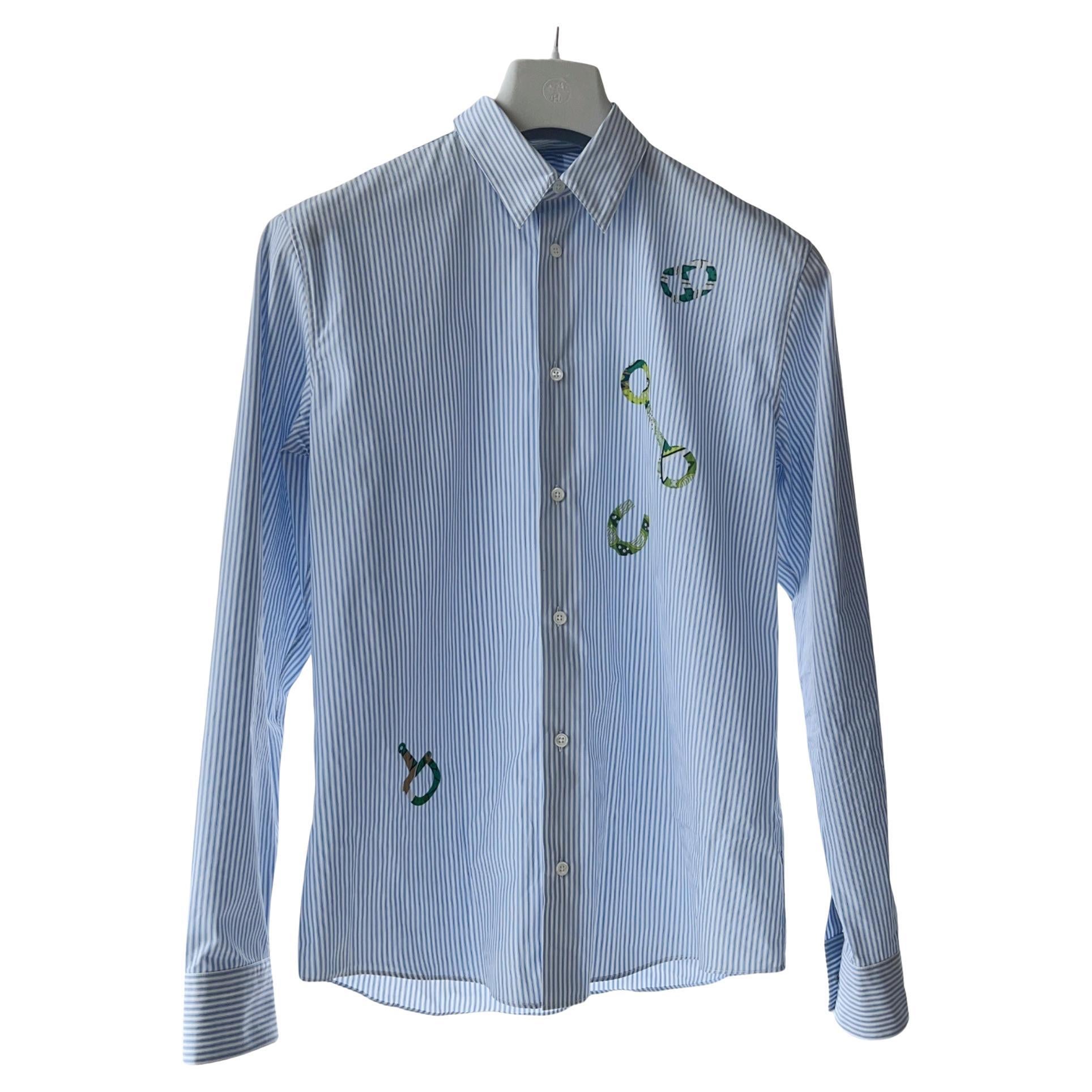 Hermès Men's 'Sportif Patch' Shirt, Spring / Summer 23, Size 39 EU For Sale