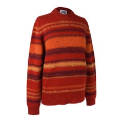 Herrenpullover Rayures Fondues (gemelzte Streifen) Orange Brulee Wolle M
