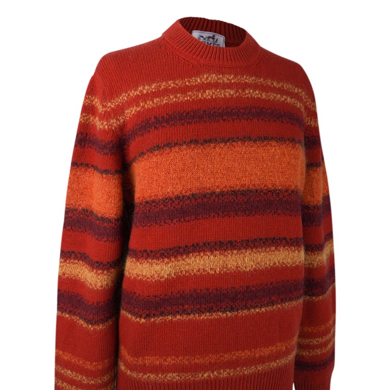 Pull Laine Pull Orange Homme Marque Pull Rayures Fondues D'Hermès