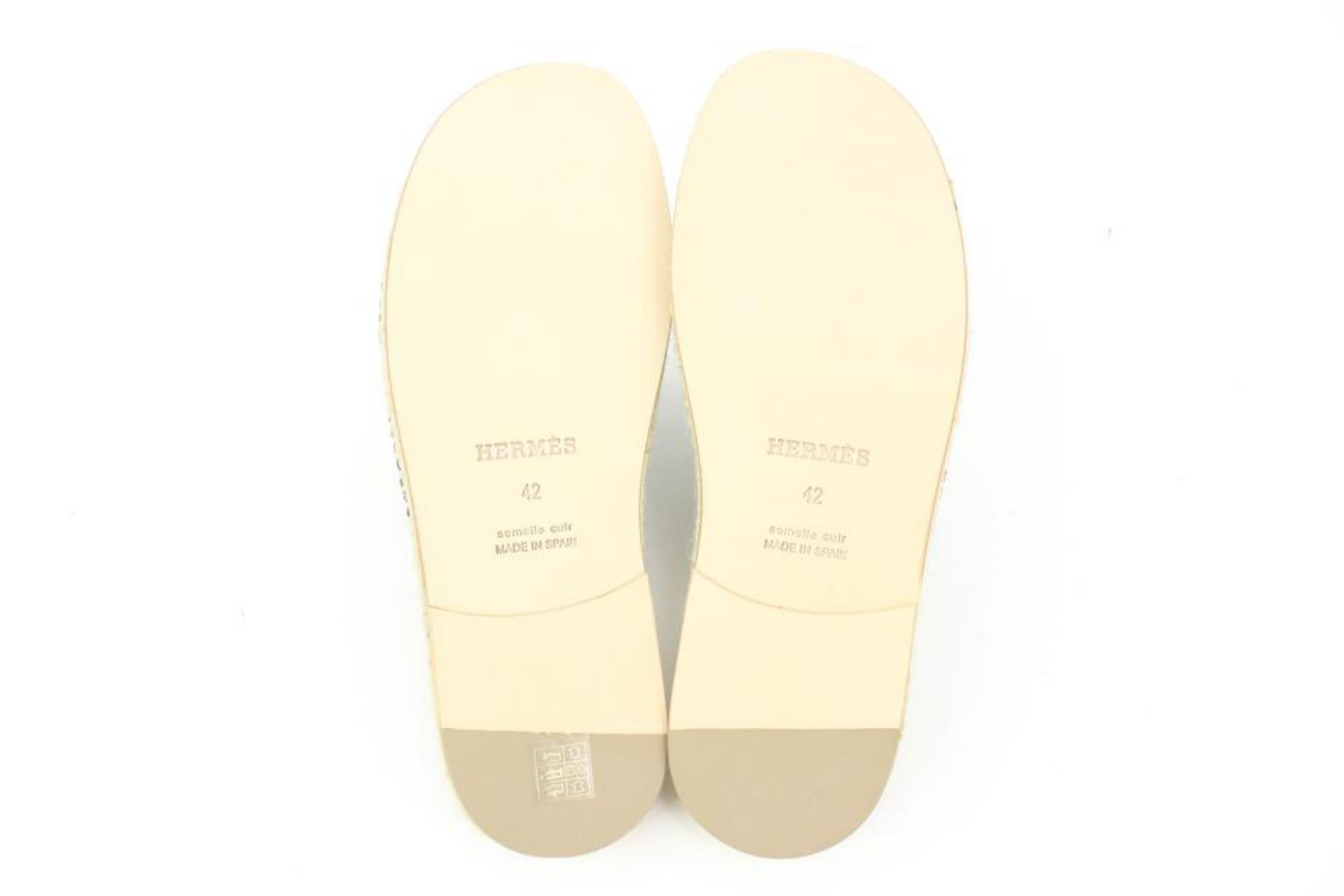Hermès Men's SZz42 Black Calfskin Antigua Espadrille Sandals Slides S126H56 For Sale 1