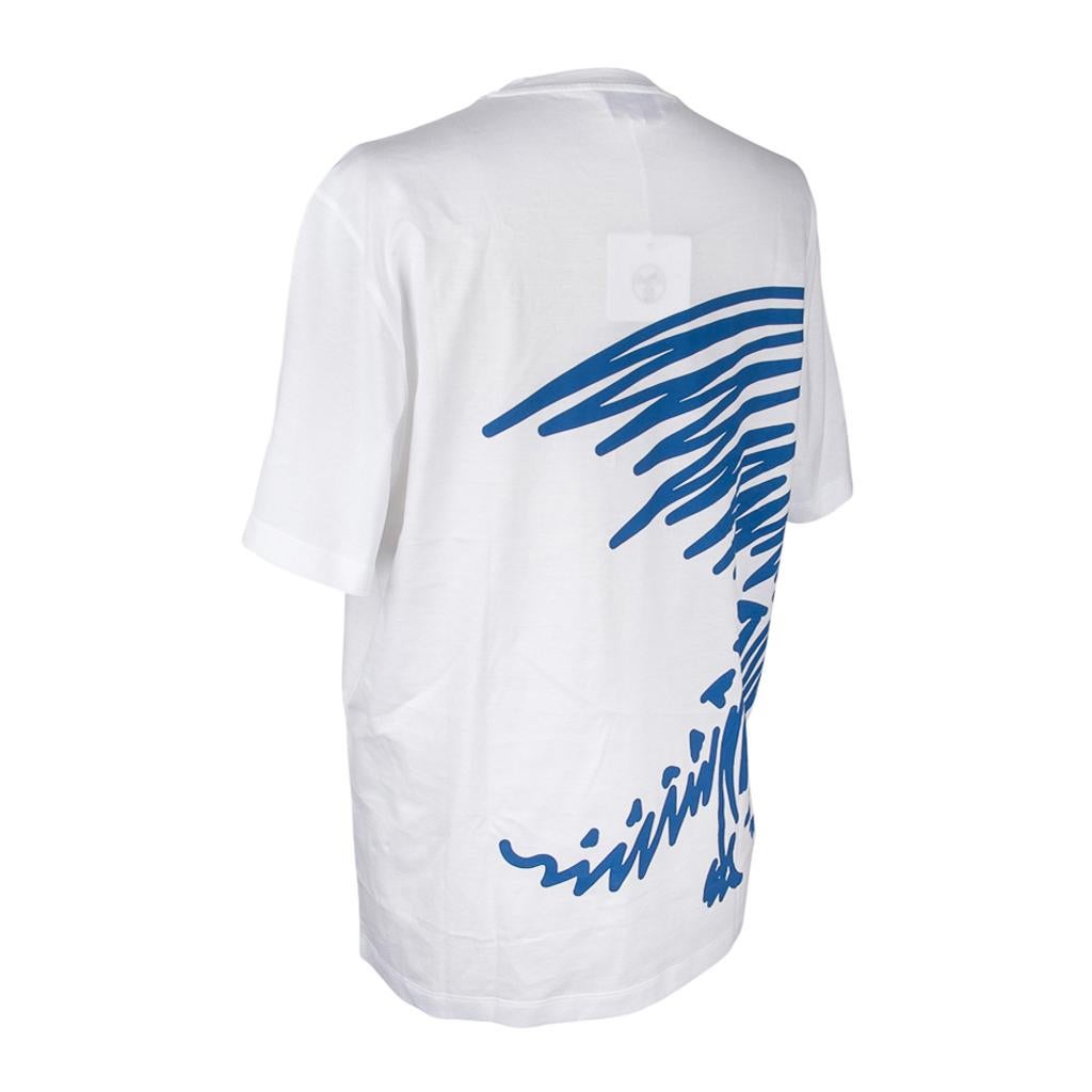 Hermes Men's T-Shirt Blanc w/ Blue Dragon M New w/ Box Neuf - En vente à Miami, FL