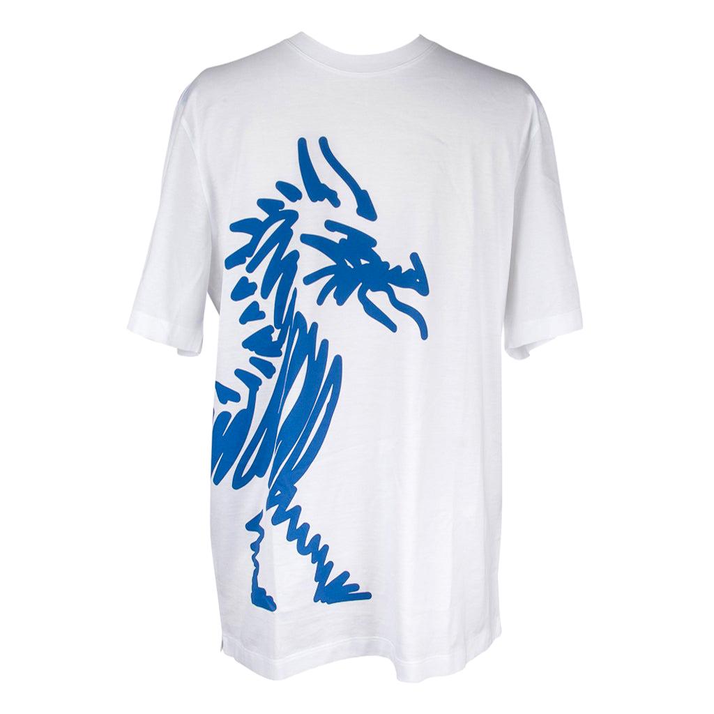 Hermes Men's T-Shirt Etriers Stirrup Print White Cotton L New w/Box 