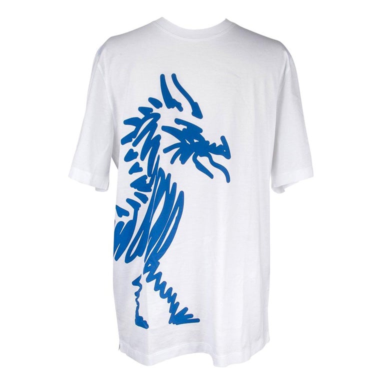 Hermes Men's T-Shirt Blanc w/ Blue Dragon M New w/ Box For Sale at 1stDibs  | hermes t shirt, hermes men tshirt, hermes men's t shirt