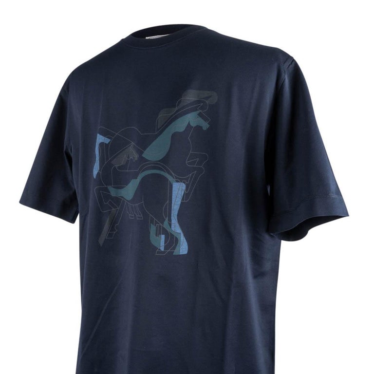 Hermes Men's T-Shirt Brazilian Horse Marine M New at 1stDibs | hermes t ...