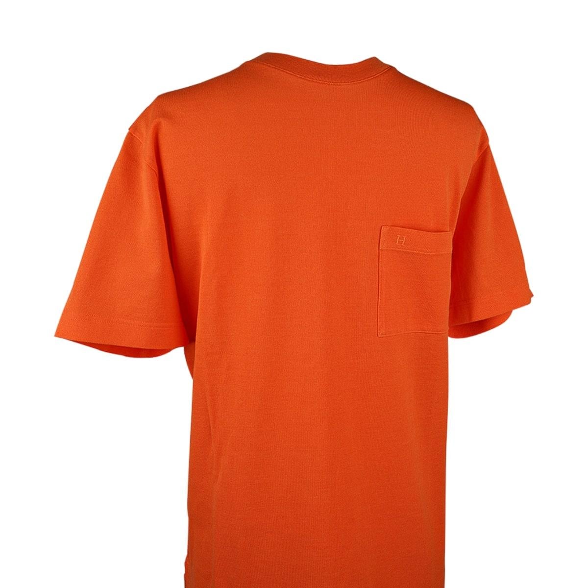 Hermes Men's T-Shirt Crewneck Ras du Cou Orange M For Sale 1