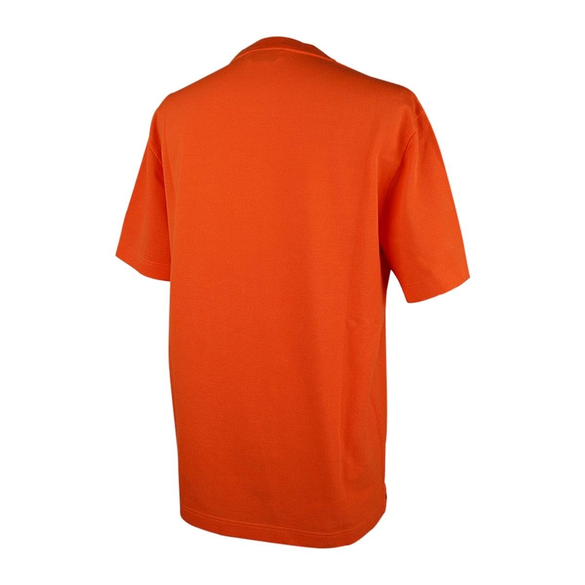 Hermes Men's T-Shirt Crewneck Ras du Cou Orange M For Sale 2