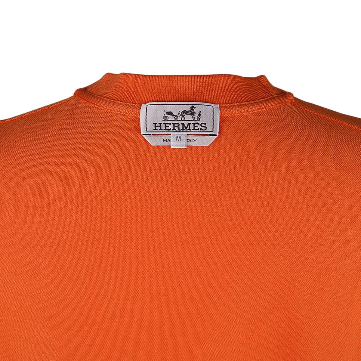 Hermes Men's T-Shirt Crewneck Ras du Cou Orange M For Sale 3