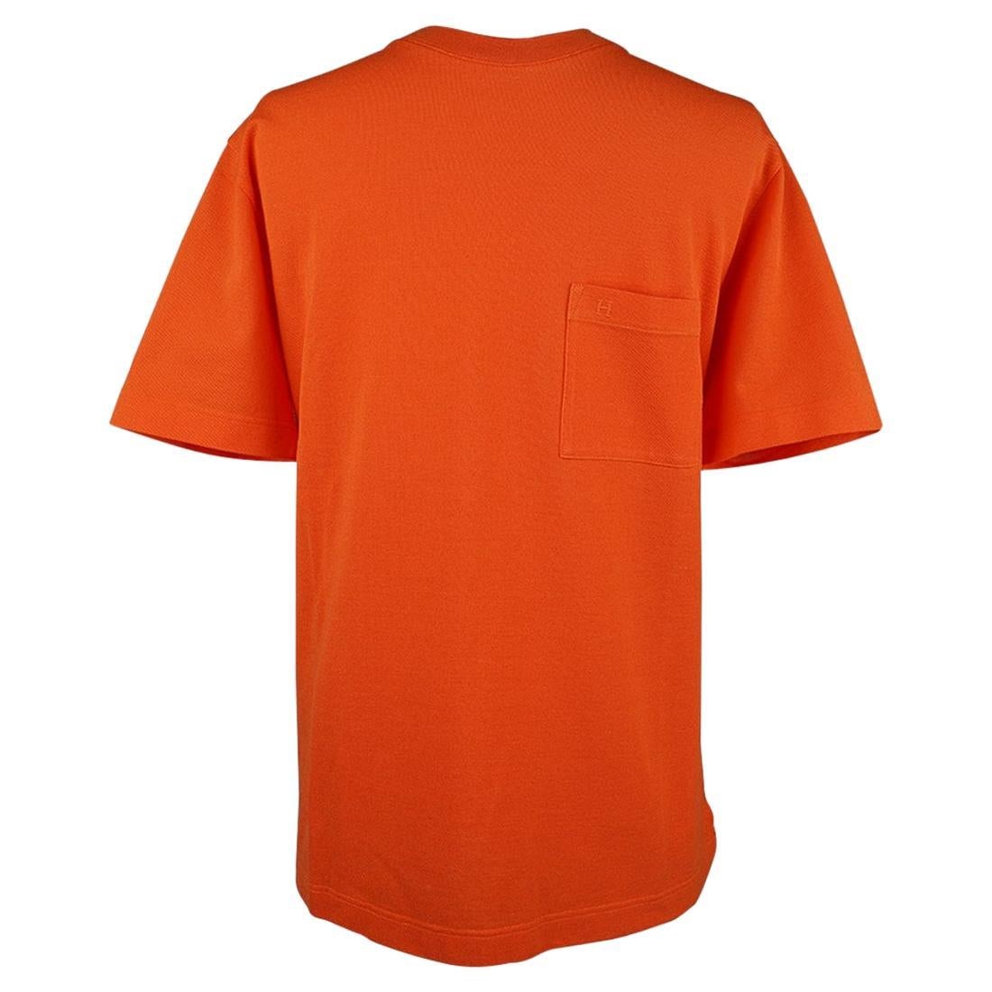 Hermes Men's T-Shirt Crewneck Ras du Cou Orange M For Sale