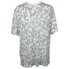 Hermès Herren T-Shirt Etriers Steigbügel Druck Weiß Baumwolle L Neu mit Box